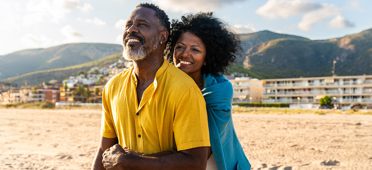 Happy couple taking care of their hearing health